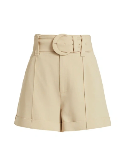 Cinq À Sept Women's Aldi Belted High-waisted Shorts In Khaki