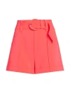 Cinq À Sept Women's Aldi Belted High-waisted Shorts In Neon Coral