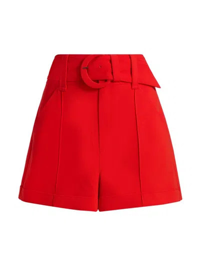Cinq À Sept Women's Aldi Belted High-waisted Shorts In Red