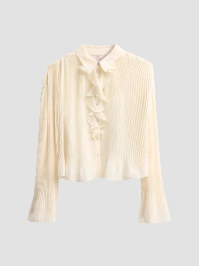 Cinq À Sept Women's Aleyna Pleated Ruffled Blouse In Ivory
