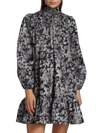 Cinq À Sept Women's Alicia Floral Tiered Mini Dress In Slate