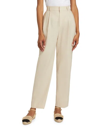 Cinq À Sept Women's Arlene Linen-cotton Straight Pants In Khaki