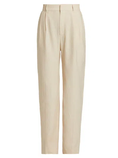 Cinq À Sept Women's Arlene Linen-cotton Straight Trousers In Khaki