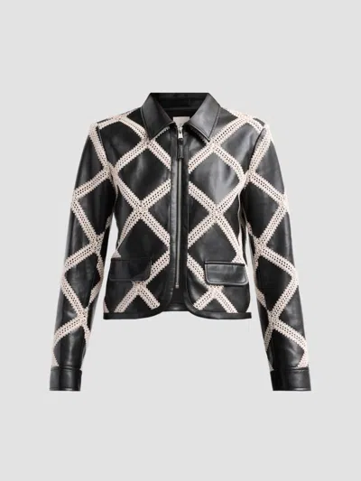 Cinq À Sept Women's Audree Crochet-trim Faux Leather Jacket In Black
