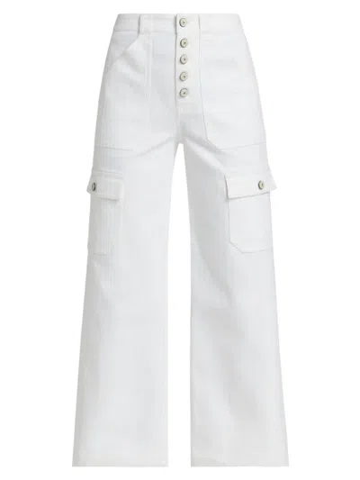 Cinq À Sept Women's Benji Twill Crop Cargo Trousers In White