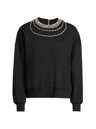 Cinq À Sept Women's Brandy Layered Necklace Sweater In Black