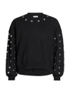 Cinq À Sept Studded Sleeves Brandy Pullover Black/silver In Black