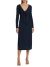 Cinq À Sept Brenna Knot-tie Gathered Crepe Midi Dress In Peacock Blue