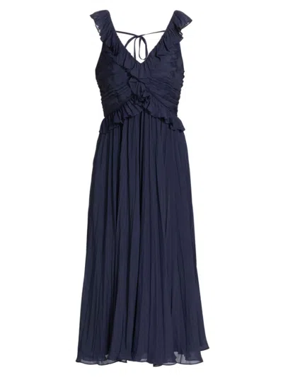 Cinq À Sept Women's Calloway Chiffon Ruffled Midi-dress In Navy