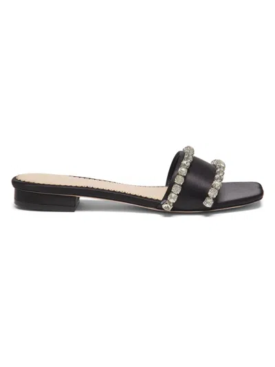 Cinq À Sept Catherine Crystal Embellished Satin Slide Sandal In Animal Print