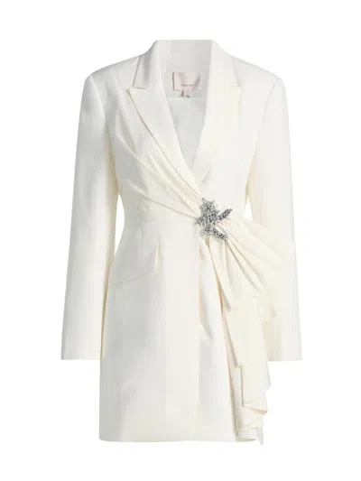 Cinq À Sept Women's Cheyenne Crystal-bow Taffeta Blazer Minidress In White