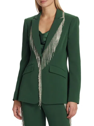 Cinq À Sept Women's Cheyenne Fringe Embellished Blazer In Dark Emerald