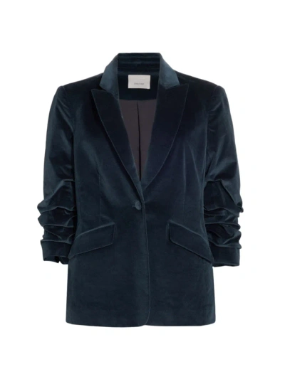 Cinq À Sept Women's Cheyenne Velvet Blazer In Peacock Blue