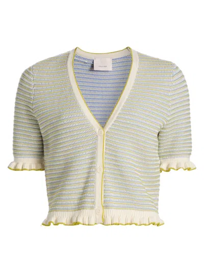 Cinq À Sept Women's Clem Textured Striped Crop Cardigan In Neutral