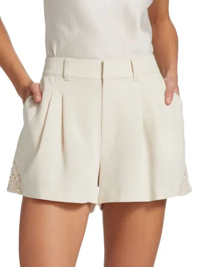 Cinq À Sept Women's Corinna Crochet Pleated Shorts In White