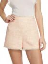Cinq À Sept Coronado Tweed Shorts In Ivory Neon Coral