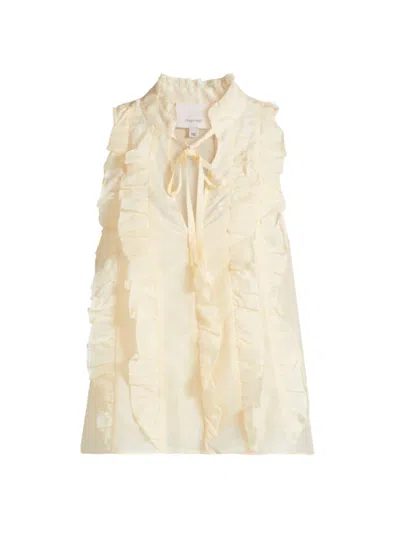 Cinq À Sept Women's Dallin Ruffled Cotton-silk Top In Gardenia