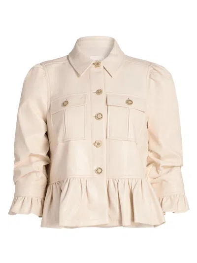 Cinq À Sept Women's Delanie Faux-leather Ruffle Jacket In Neutral