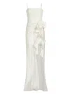 Cinq À Sept Drina Sleeveless Satin Wrap Gown In Ivory