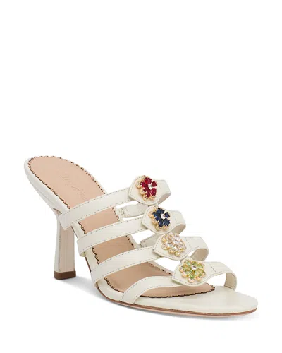Cinq À Sept Emmy Crystal Flower Strappy Sandal In White