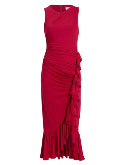 Cinq À Sept Women's Fatima Ruffled Jersey Midi-dress In Red