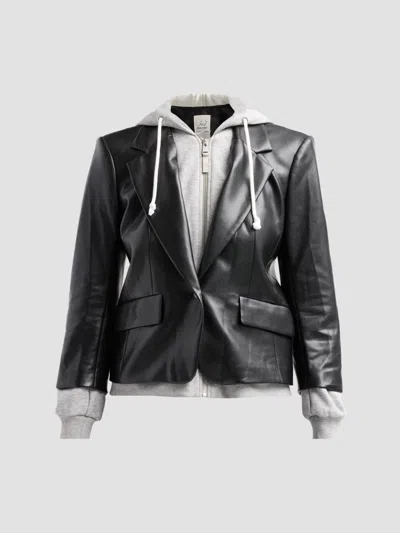 Cinq À Sept Women's Faux Leather Le Petit Khloe Blazer In Black Heather Grey