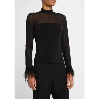 Cinq À Sept Cinq A Sept Women's Feather Trim Shantel Top, Black