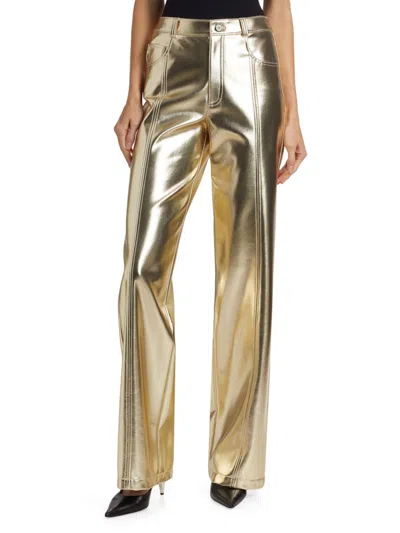 Cinq À Sept Women's Francine Metallic Faux Leather Straight-leg Pants In Gold