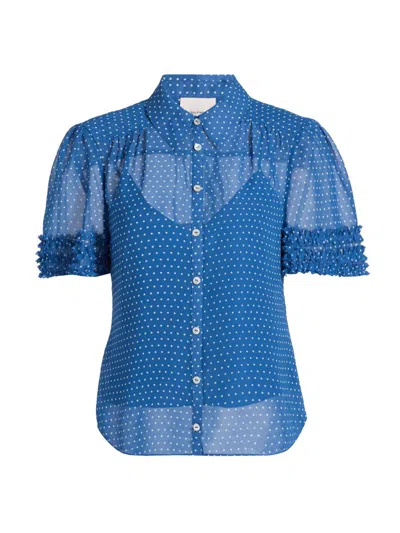 Cinq À Sept Women's Galea Polka Dot Ruffled Blouse