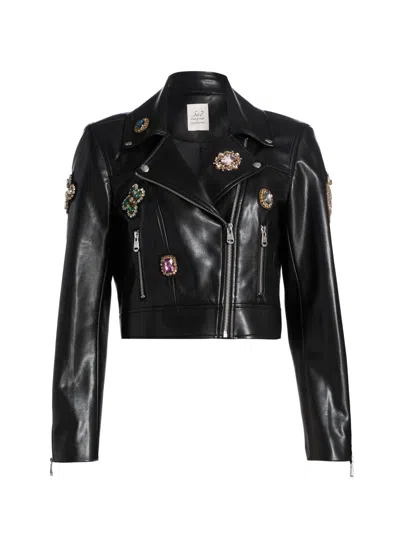 Cinq À Sept Women's Genevieve Baroque Patches Faux-leather Biker Jacket In Multi