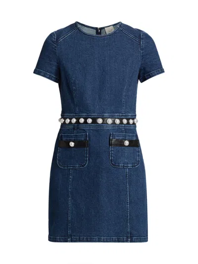 Cinq À Sept Women's Giana Denim Pearl-embellished Minidress In Blue