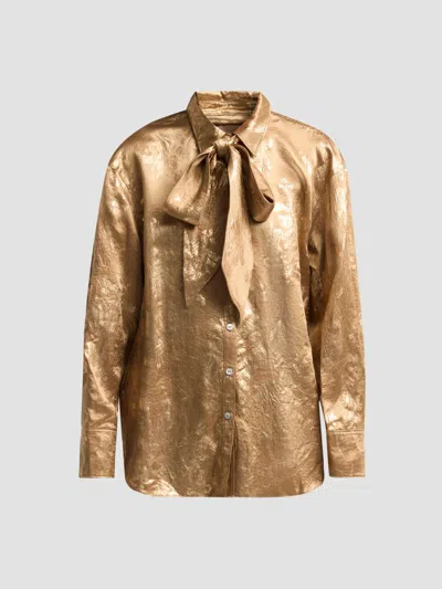 Cinq À Sept Camillia Floral-jacquard Blouse In Gold