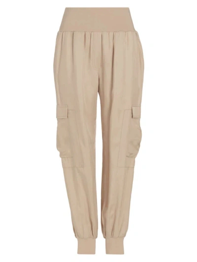 Cinq À Sept Giles Cupro Crop Cargo Joggers In Khaki