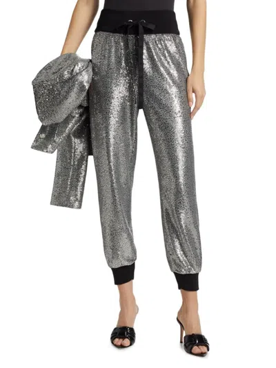 Cinq À Sept Women's Giles Sequin Joggers In Silver