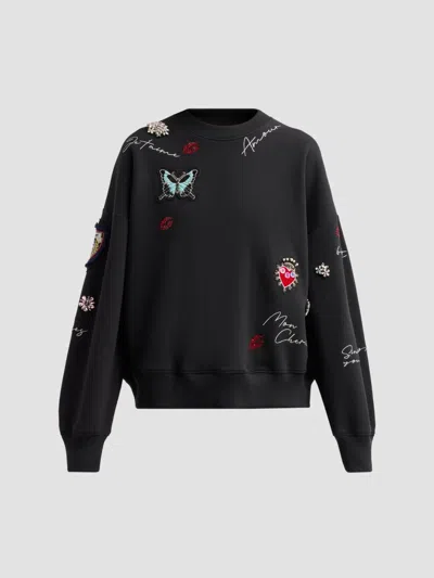 Cinq À Sept Women's Greatest Hits Brandy Crewneck Sweatshirt In Black