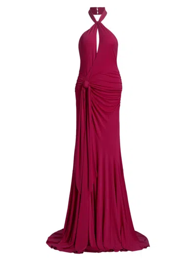 Cinq À Sept Women's Gulliame Halter Keyhole Gown In Red