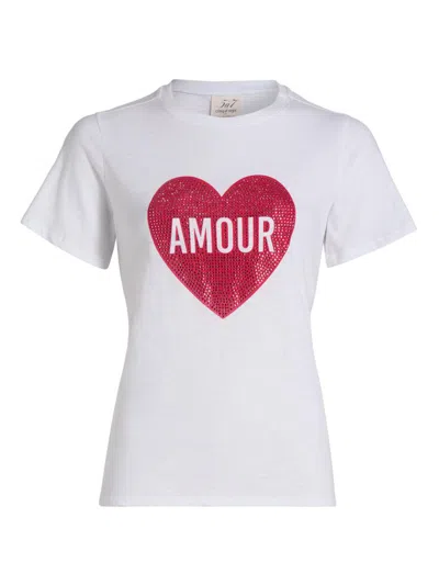 Cinq À Sept Women's Heatset Amour Heart T-shirt In White