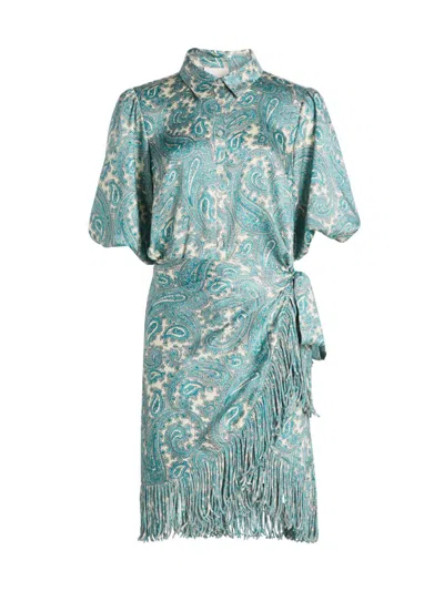 Cinq À Sept Hendrix Paisley Mini Shirtdress In Blue