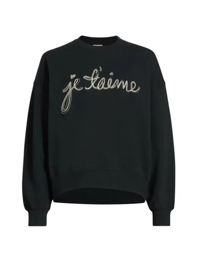 Cinq À Sept Women's Je T'aime Cotton Sweatshirt In Black