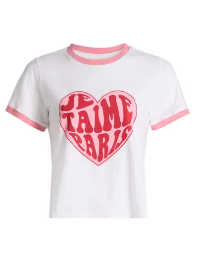 Cinq À Sept Women's Je Taime Paris Shrunken Ringer T-shirt In White