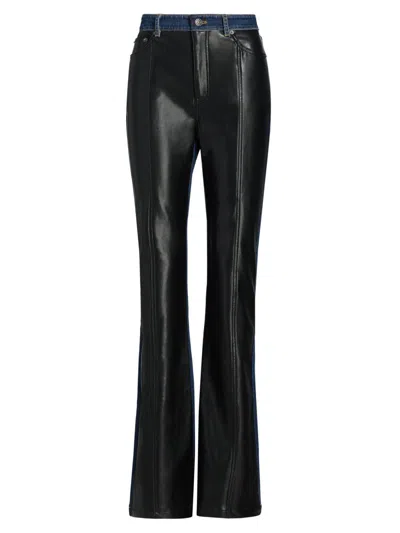 Cinq À Sept Women's Joan Faux-leather Panel Jeans In Black