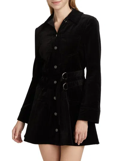 Cinq À Sept Women's Jocelyne Velvet Mini Shirtdress In Black