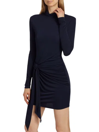 Cinq À Sept Women's Johnson Knit Turtleneck Tie-waist Minidress In Blue