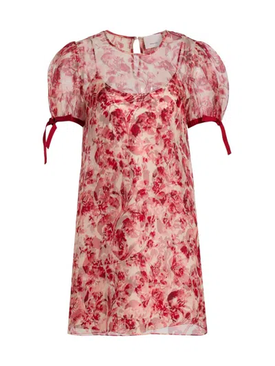 Cinq À Sept Cinq A Sept Floral Ribbons Junette Silk Dress In Red