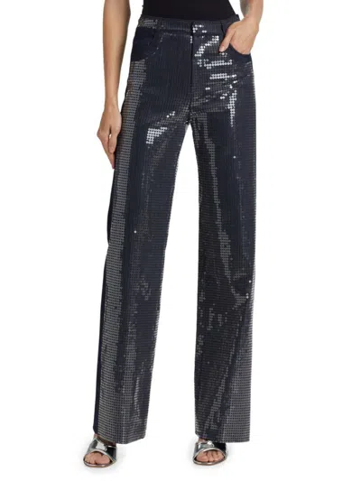 Cinq À Sept Women's Kayle Sequined Denim Straight Pants In Purple