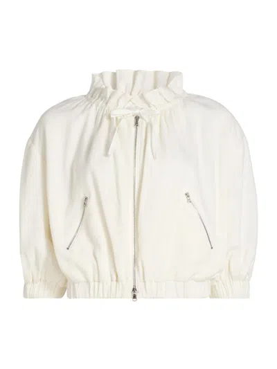 Cinq À Sept Women's Kaylie Linen-cotton Zip-front Crop Jacket In White