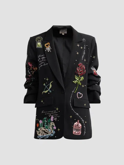 Cinq À Sept Women's Kelsa Starry Scribbles Blazer In Black Multi