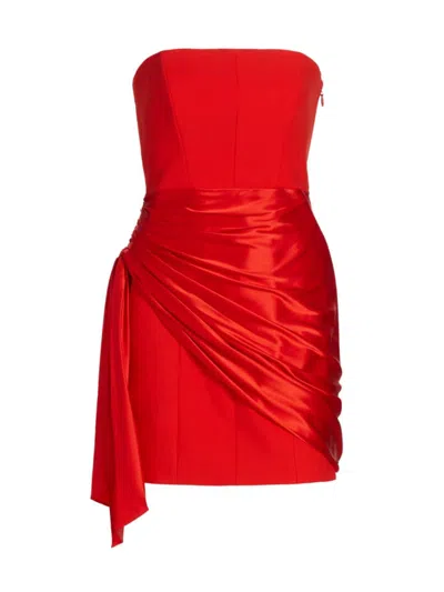 Cinq À Sept Women's Kennith Side-tied Strapless Cocktail Dress In Bright Crimson