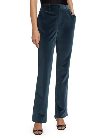 Cinq À Sept Women's Kerry Chenille Velvet Straight Pants In Peacock Blue