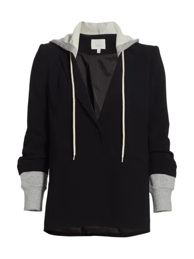Cinq A Sept Hooded Khloe Jacket In Black & Heather Grey